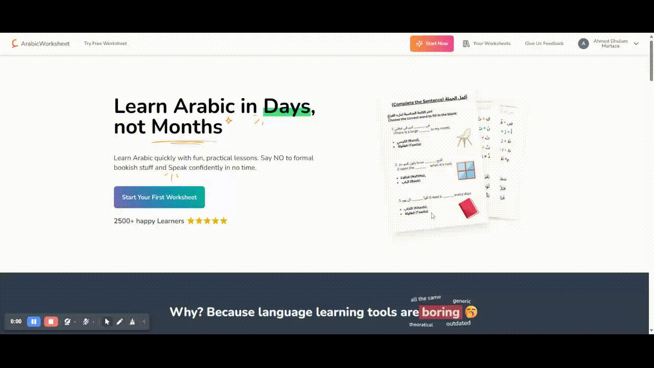 Arabic learning demonstration