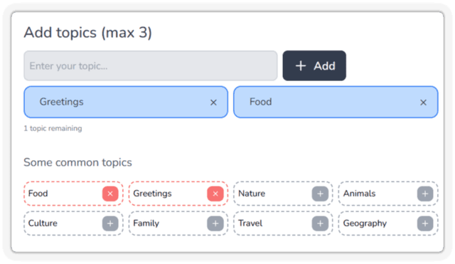 Topics Selection